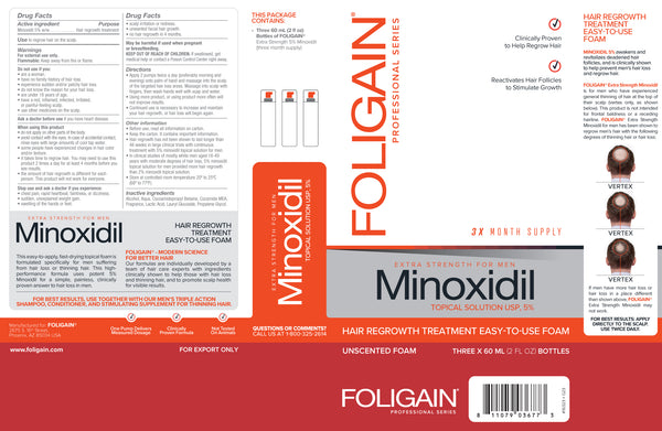 FOLIGAIN Minoxidil 5% Hair Regrowth Foam For Men 6 Month Supply - FOLIGAIN Canada