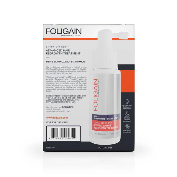 FOLIGAIN Advanced Hair Regrowth For Men Minoxidil 5% + Trioxidil 5% PLUS Free FOLIGAIN Scalp Roller - FOLIGAIN Canada