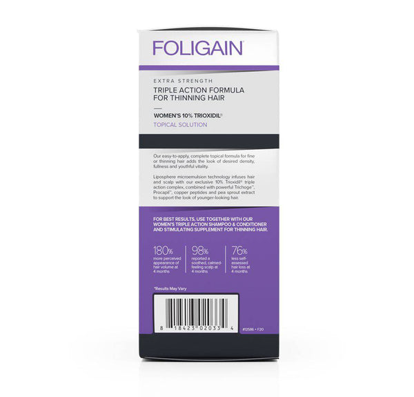 FOLIGAIN Triple Action Complete Formula For Thinning Hair For Women with 10% Trioxidil - Foligain US