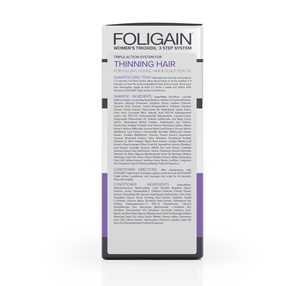 FOLIGAIN Triple Action Hair Care System For Women 3 Piece Trial Set - Foligain US