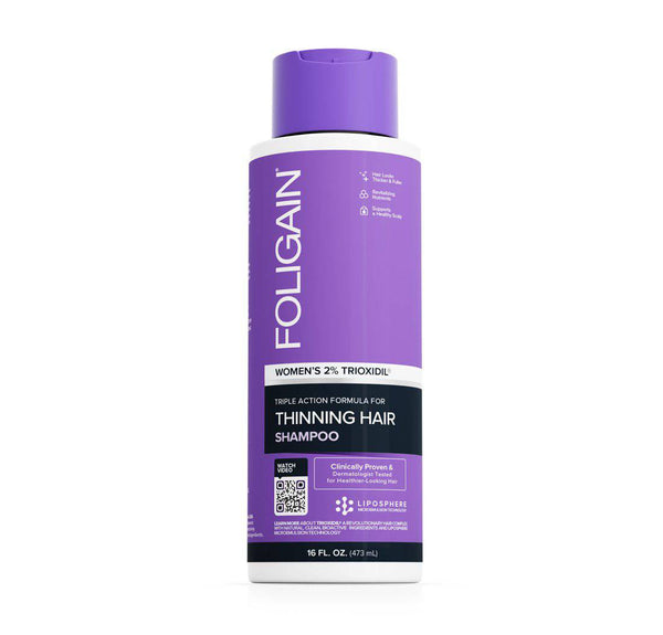 FOLIGAIN Triple Action Shampoo For Thinning Hair For Women with 2% Trioxidil 473ml - Foligain US