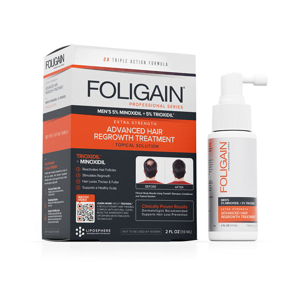 FOLIGAIN Advanced Hair Regrowth For Men Minoxidil 5% + Trioxidil 5% PLUS Free FOLIGAIN Scalp Roller - FOLIGAIN Canada